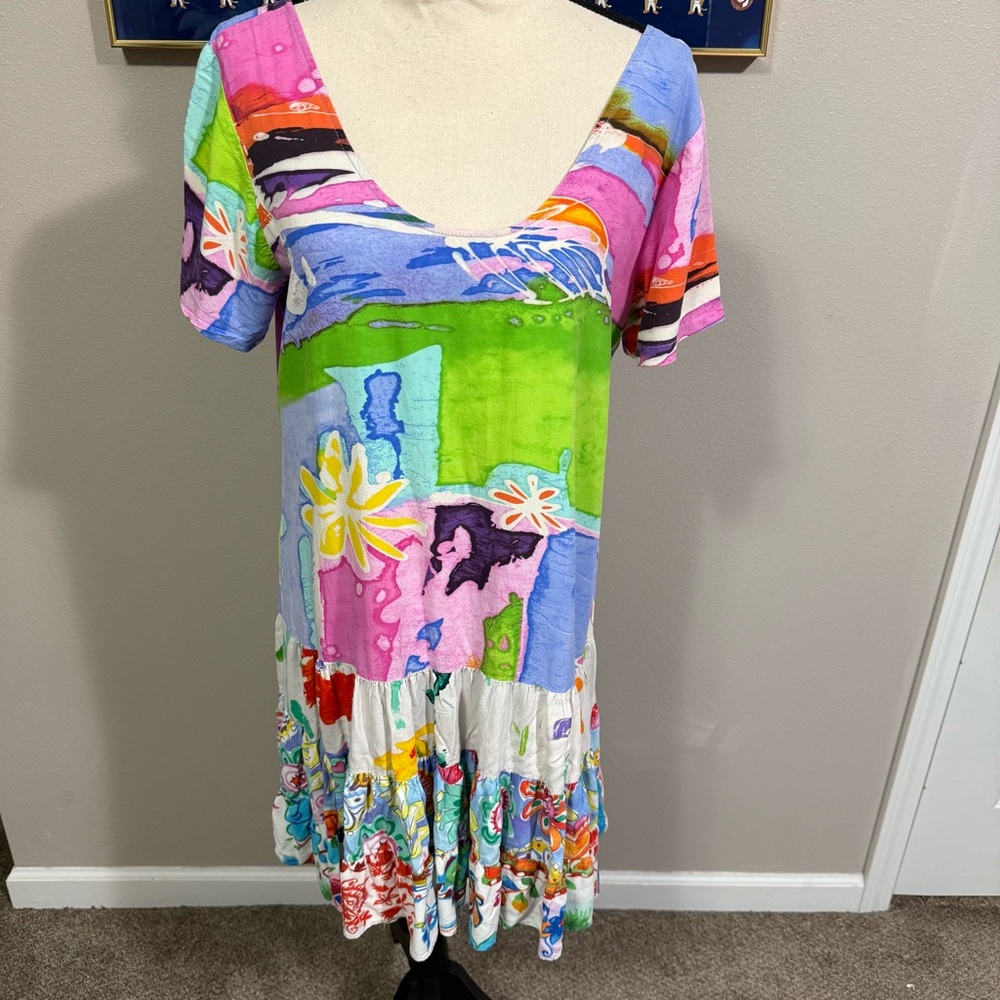 Jams World baby doll Hattie Dress drop waist tiered hem scoop neck short sleeves